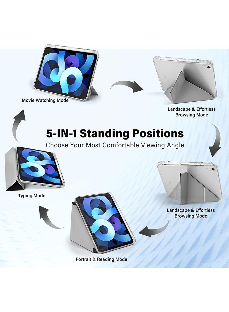 Theodor حافظة لجهاز iPad Air 11 بوصة M3 2025 / حافظة لجهاز iPad Air 11 بوصة M2 2024 و iPad Air5 10.9 بوصة 2022 / Air4 10.9 بوصة 2020 الجيل مع حامل قلم 8 زوايا قابلة للطي مع خاصية الاستيقاظ / النوم التلقائي، غطاء لجهاز Air 5th / Air 4th 10.9 بوصة 2022 / 2020، Air 6th / Air 7th 11 بوصة 2025 / 2024 - رمادي - Image 3